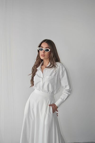 Swass Poplin Kloş Cepli Etek