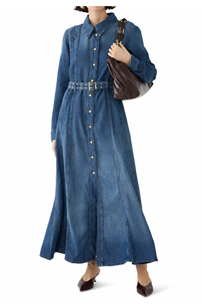 GANNI Şık Denim Maxi Elbise