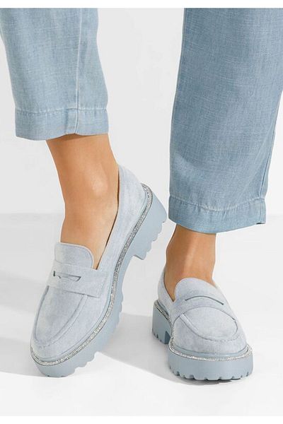 B T Shoes Mocasini cu talpa groasa Tirra V2 albastri