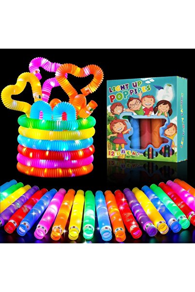 Arabest Educational Toys,12 PCS Light Up Pop Tubes,LED Glow Sticks,Sensory Fi...
