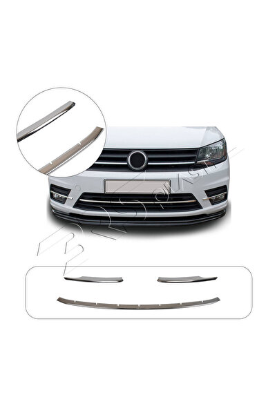 ServetDizaynOto Volkswagen Caddy Uyumlu 2015-2019 Krom Ön Tampon Çıtası 3 Par...