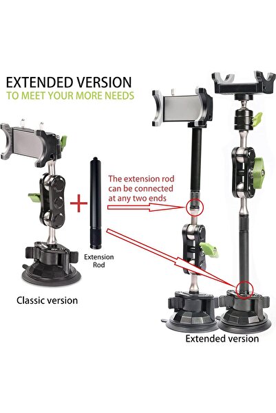 AWH Universal Car Phone Mount with Magic Arm, Suction Holder for Video Recording, Vlog Shooting