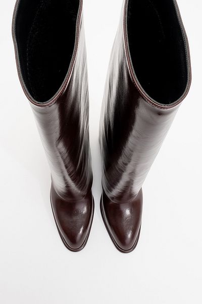 LuviShoes Maybe Burgundy Skin Women's Thick Heeled Boots