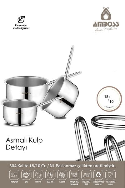 Amboss Saturn 6-Piece Stainless Steel Pot Pan Milk Dispenser Sauce Bowl Set Compatible with All Stoves