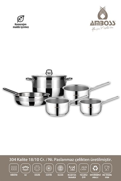 Amboss Saturn 6-Piece Stainless Steel Pot Pan Milk Dispenser Sauce Bowl Set Compatible with All Stoves