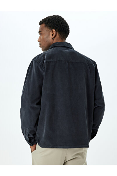 Koton Cotton Buttoned Corduroy Jacket with Flap Pocket Detail