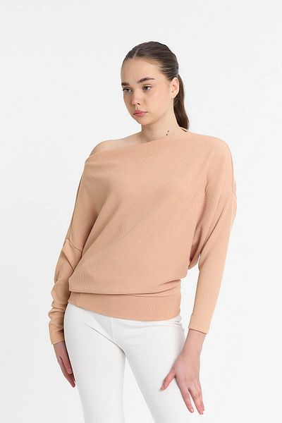 Laranor Salmon Boat Neck Bat Sleeve Design Silvery Knitwear Sweater Day - Night Chic 25L8018