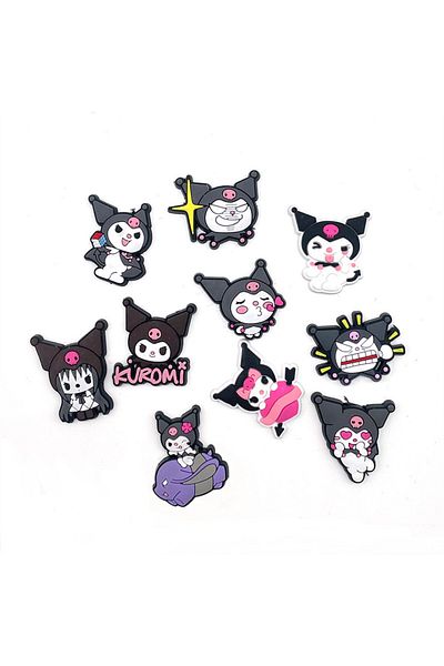 Choice Kuromi 10Pcs Sanrio Hello Kitty Shoe Buckle Set Kawaii Kuromi My Melody Cinnamoroll DIY PVC Shoe Cha