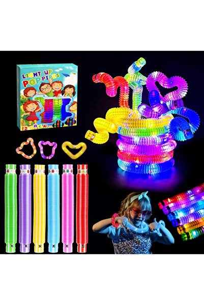 AWH عبوة من ١٢ أنبوبًا متوهجًا من العصي، وألعاب فيدجيت LED، وأساور مضيئة، وحق...