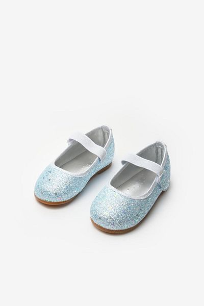 Le Mabelle Blue Butterfly Glitter Girls' Ballerina Shoes