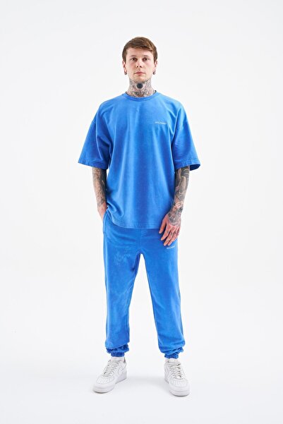 Machinist Ανδρικό μπλουζάκι Luxury Basic Washed Oversize Μπλε