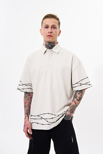 Machinist Ανδρικό μπλουζάκι Oversize Grey - Barbed Wire Printed