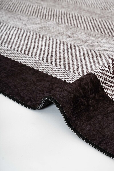 Oriente Home Jüt Desenli Yolluk Gri Siyah Beyaz Yıkanabilir Kadife Kaymaz Taban Salon Halısı 8376