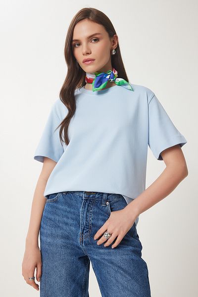 Lovelyİstanbul Μπλουζάκι από βαμβακερό μπλουζάκι SKY BLUE LUS0094