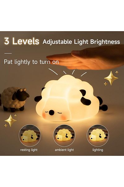 AWH Rechargeable LED Night Light for Kids, 3-Level Dimmable, Silicone Touch Lamp with Timer