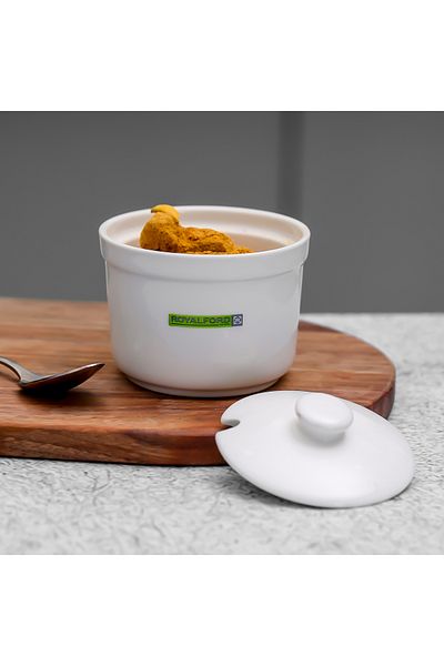 ROYALFORD Magnesia Porcelain Bowl with Lid, 3.5 Inch