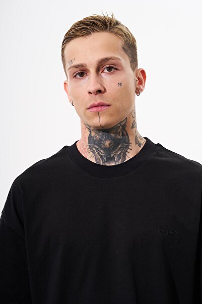 Machinist Ανδρικό μπλουζάκι Basic μονόχρωμο βαμβακερό oversize μαύρο