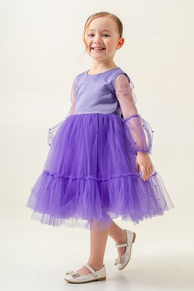 Eray Kids Girl's Evening Dress Matte Satin Pearl Bow Detail 4-7 Years