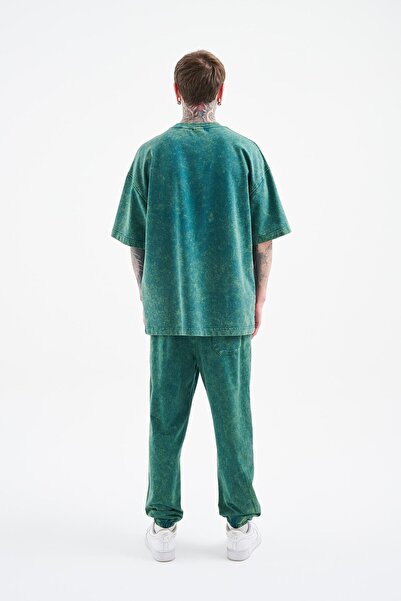 Machinist Petrol Green Unisex Luxury Oversize Spotted T-Shirt