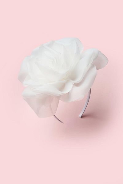 Le Mabelle White Big Rose Detailed Girl's Crown