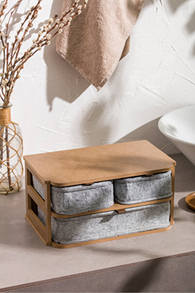 Eq deco Keçe 3 Çekmeceli Masa Üstü Organizer Kozmetik Düzenleyici Takı Düzenleyici Banyo Düzenleyici