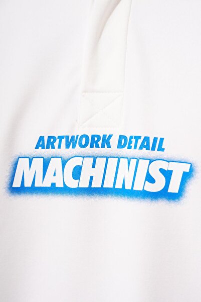 Machinist Ανδρικό μπλουζάκι Polo Neck Oversize - Contrast Piping, Ecru