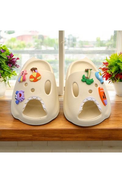 Dukan Kids EVA Slippers Non-Slip | Toddler Non-slip | Comfortable | Cute | Lightweight - White