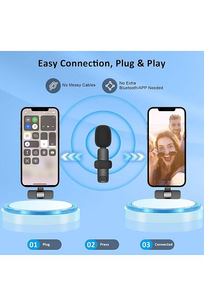 fulina ميكروفون صغير بتقنية البلوتوث، لأجهزة iPhone، يُثبّت على القميص، لتسجيل مقاطع الفيديو والمقابلات الصوتية
