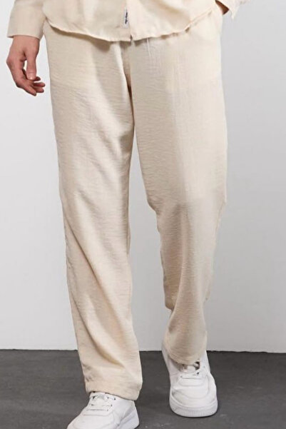 sunfyre Men's Baggy Fit Relaxed Cut Linen Trousers with Lacing at the Waist