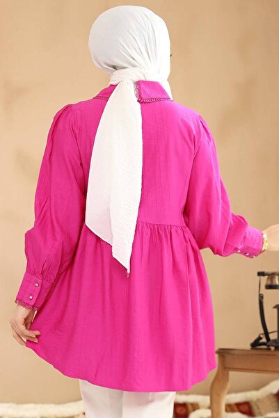 Neva Style Baby Collar Fuchsia Hijab Tunic 40691fu