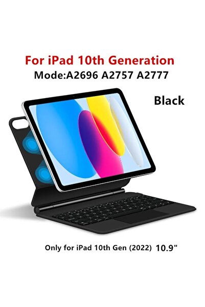 UnDePlus Apple Ipad 11.nesil A16 11inç/10.nesil 10.9inç Klavyeli Kılıf Magic Keyboard Touchpad Aydınlatmalı