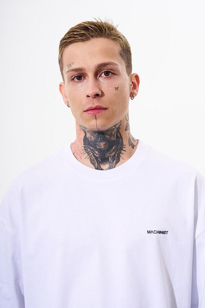 Machinist Men's Oversize White Cotton T-Shirt - Basic
