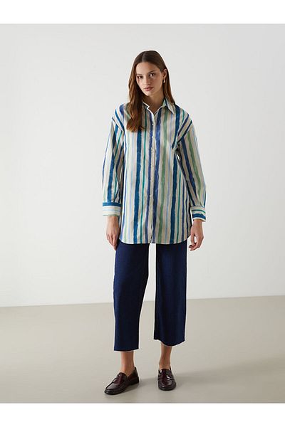 LC Waikiki Γυναικείο πουκάμισο Oversize με μοτίβο νέας σεζόν - S5FE26Z8