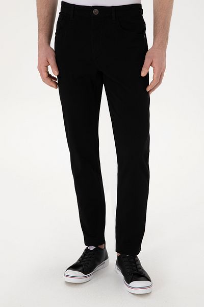 U.S. Polo Assn. Ανδρικό μαύρο παντελόνι από καμβά Slim Fit 50309126-vr046
