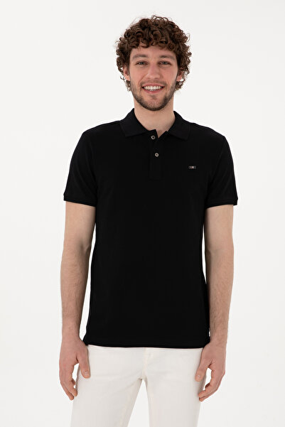U.S. Polo Assn. Men's Slim Fit Polo Neck Black Basic T-Shirt 50298042 -Vr046