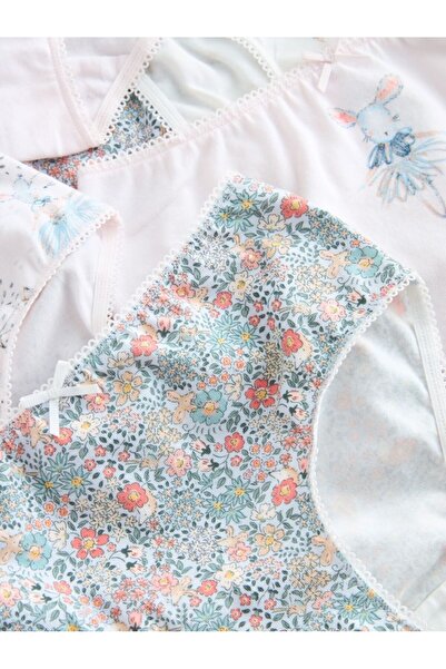 Next Baby %100 Pamuklu Çok Renkli Balerin Fare Desenli Kız Çocuk 10'lu Kilot Set