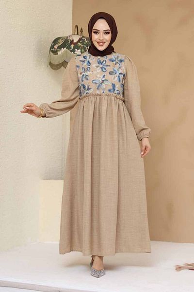 Neva Style Rochie hijab din nurcă cu model 45741V