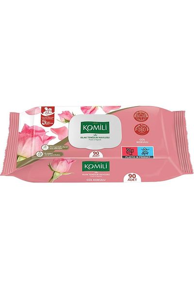 Komili Wet Towel Wipes 90 Sheets Rose Scented (Set of 6) with Practical Cover (540 Sheets)
