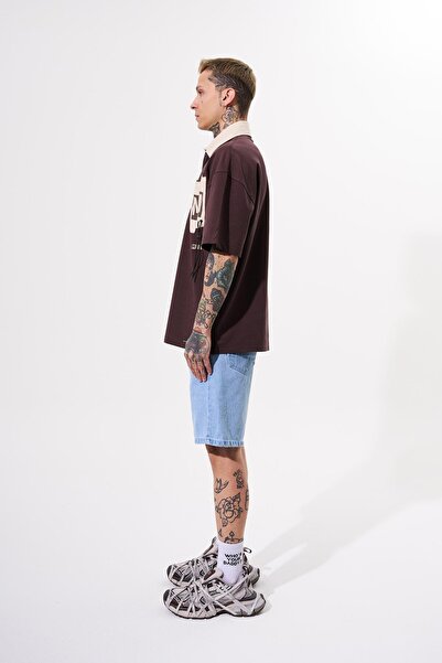 Machinist Ανδρικό μπλουζάκι με λαιμόκοψη σε καφέ χρώμα - Contrast Pocket