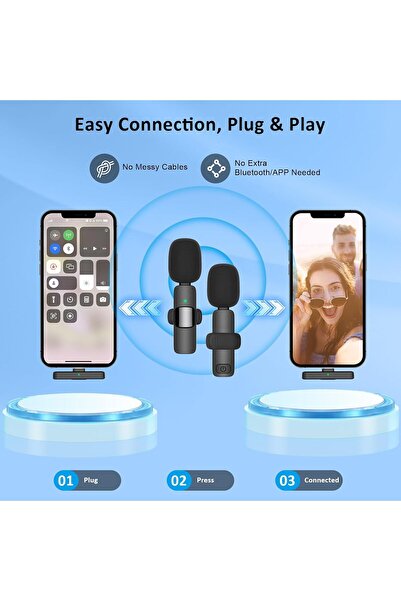 AWH Wireless Microphone for iPhone, iPad, Android - Bluetooth Lapel Mic for TikTok, YouTube, Podcast