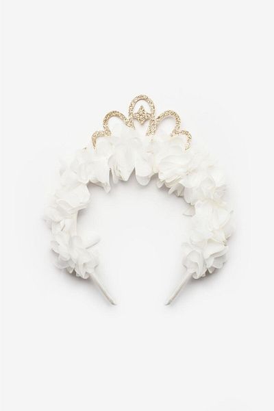 Le Mabelle Floral Girl's Crown with White Princess Figure