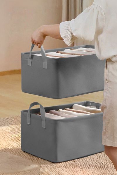 SER&YAT 2 Pieces Steel Wardrobe, Organizer Shelf Organizer Foldable Clothing Organizer