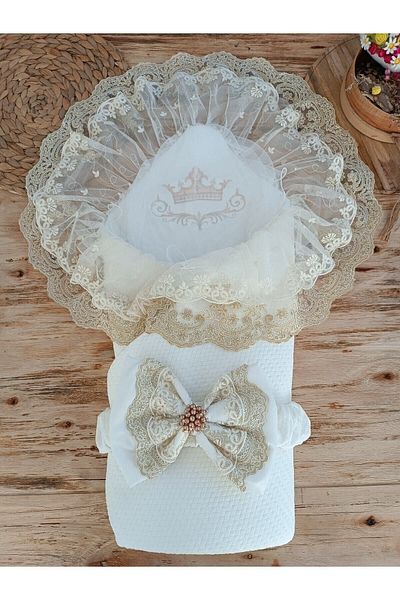 Tomuycuk Special Lace Baby Swaddle Unisex Baby Outer Swaddle Blanket Hospital Exit Mevlütlük Gift