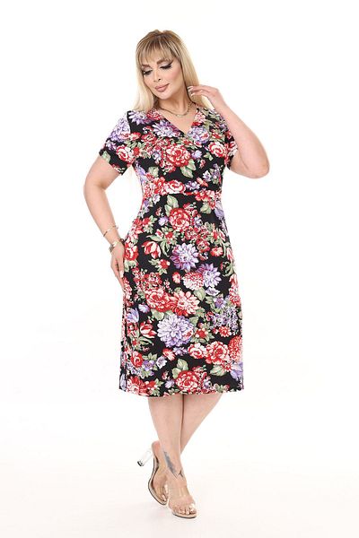 modayız Double Breasted Collar Summer Plus Size Dress 6F-2647