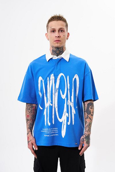 Machinist Ανδρικό μπλουζάκι με γιακά Polo Oversize - Ψηλό εμπριμέ
