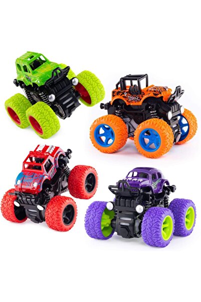 AWH مجموعة من 4 ألعاب شاحنات وحش، سيارات دفع وانطلاق تعمل بالاحتكاك للأطفال، ...