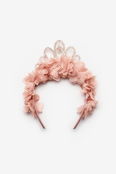 Le Mabelle Floral Girl's Crown with Powder Princess Figure