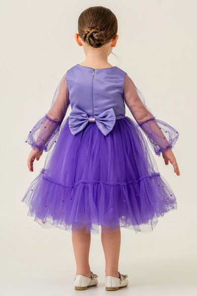 Eray Kids Kız Çocuk Abiye Elbise Mat Saten Incili Fiyonk Detaylı 4-7 Yaş