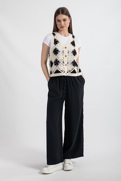 Hatun Atila Pulover din acril cu model HatunAtila Tile Negru - 5151