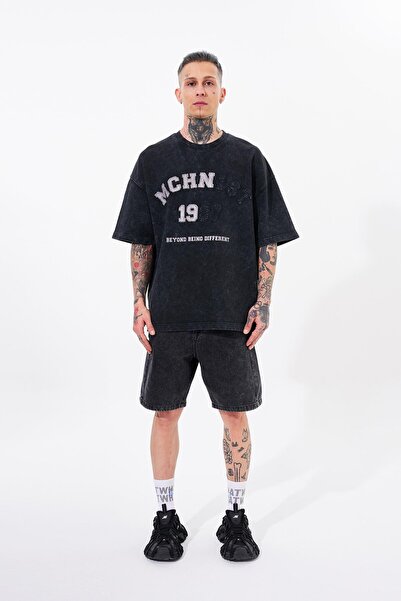 Machinist Ανδρικό μπλουζάκι με κεντημένο oversize Asphalt Cloudy